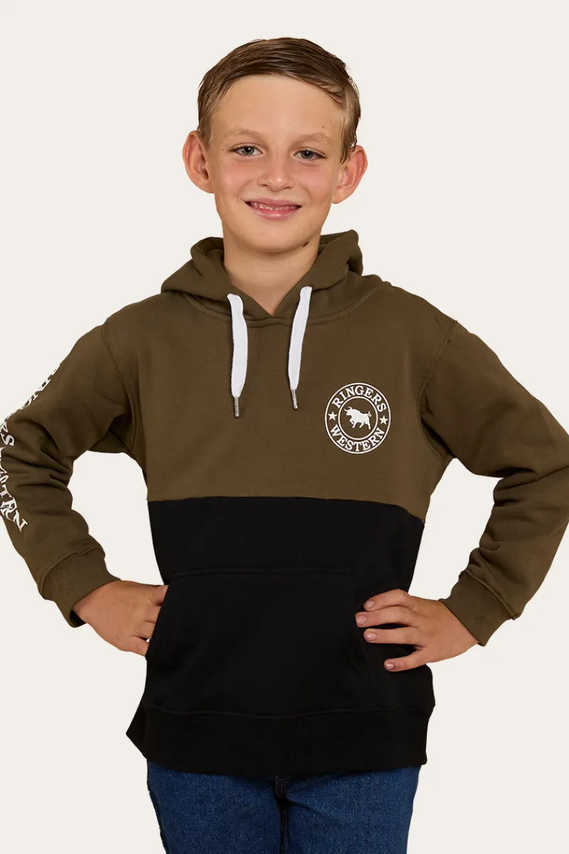 Outlet Ringers Western Oakey Kids Hoodie - Military Green/Black