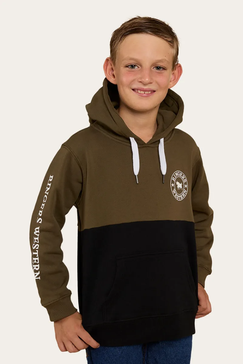 Outlet Ringers Western Oakey Kids Hoodie - Military Green/Black