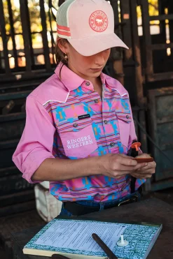 Sale Ringers Western Oakley Kids Limited Edition Work Shirt - Pink