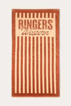 Best Ringers Western Oceanic Striped Cotton Towel - Tan