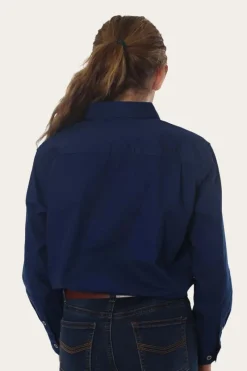 Sale Ringers Western Ord River Half Button Kids Work Shirt - Navy