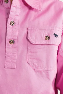 Sale Ringers Western Ord River Kids Half Button Work Shirt - Pastel Pink