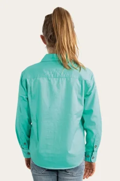 Outlet Ringers Western Ord River Kids Half Button Work Shirt - Mint