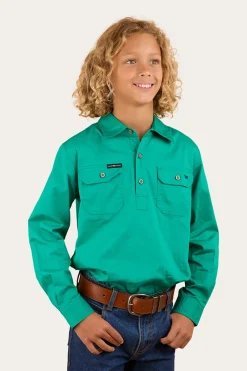 New Ringers Western Ord River Kids Half Button Work Shirt - Green
