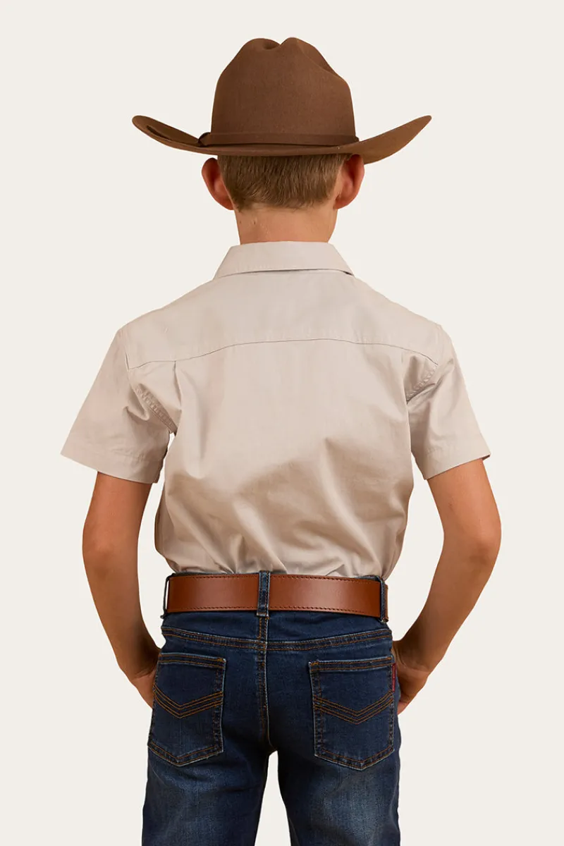 Sale Ringers Western Ord River Kids Half Button Short Sleeve Work Shirt - Beige