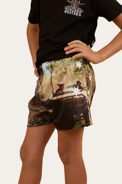 Discount Ringers Western Out Bush Kids Footy Shorts - Black / Multi