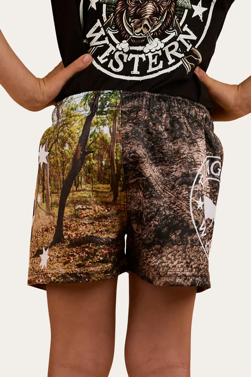 Discount Ringers Western Out Bush Kids Footy Shorts - Black / Multi