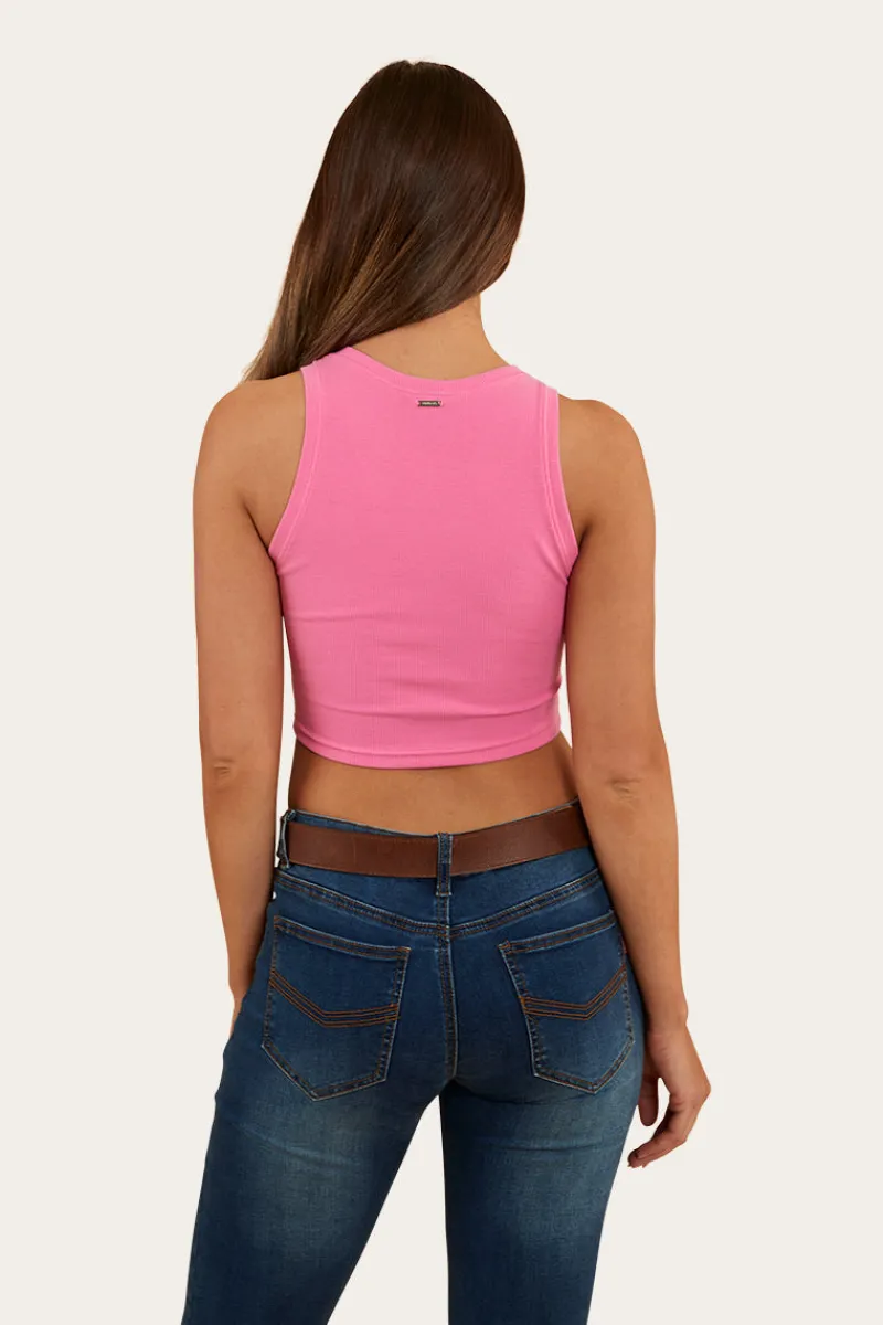 Online Ringers Western Paige Womens Cropped Rib Tank - Pink