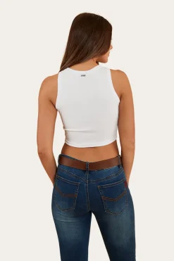 Discount Ringers Western Paige Womens Cropped Rib Tank - White