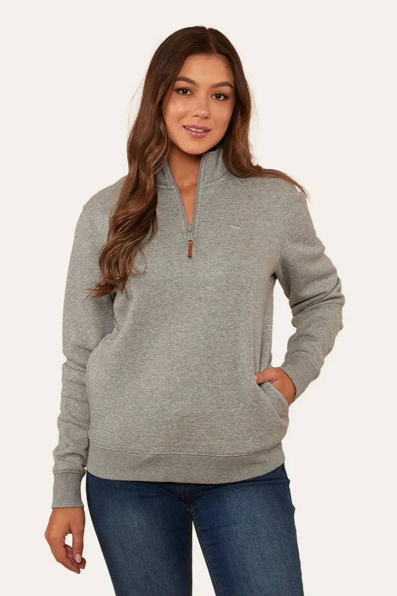 Outlet Ringers Western Peninsula Womens 1/4 Zip Crew - Grey Marle