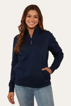 Online Ringers Western Peninsula Womens 1/4 Zip Crew - Navy