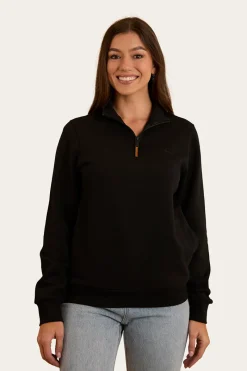 New Ringers Western Peninsula Womens 1/4 Zip Crew - Black