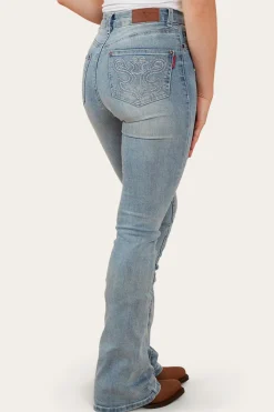 Hot Ringers Western Penny Rodeo Womens High-Rise Bootleg Jeans - Light Blue