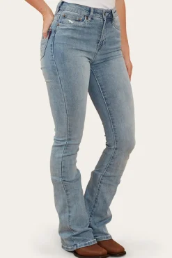 Hot Ringers Western Penny Rodeo Womens High-Rise Bootleg Jeans - Light Blue