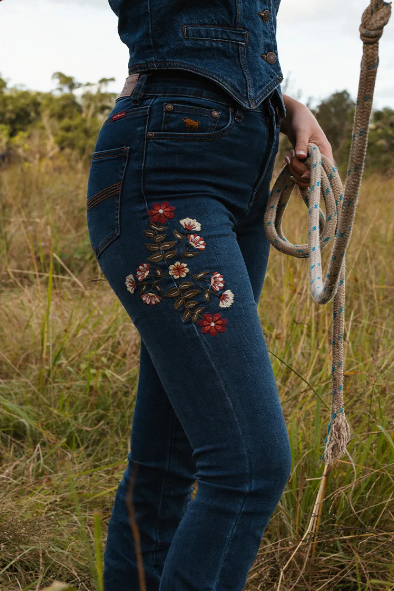Best Ringers Western Penny Rodeo Womens High-Rise Bootleg Jeans - Classic Blue