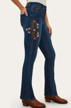 Best Ringers Western Penny Rodeo Womens High-Rise Bootleg Jeans - Classic Blue