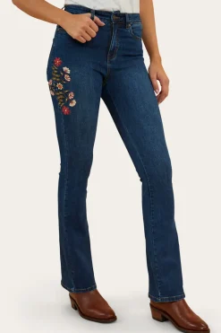 Best Ringers Western Penny Rodeo Womens High-Rise Bootleg Jeans - Classic Blue