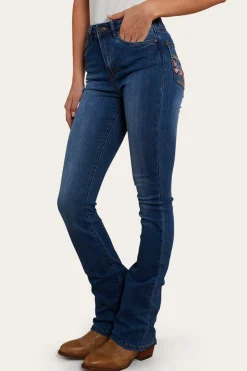 Outlet Ringers Western Penny Rodeo Womens High-Rise Bootleg Jeans - Vintage Blue Wash