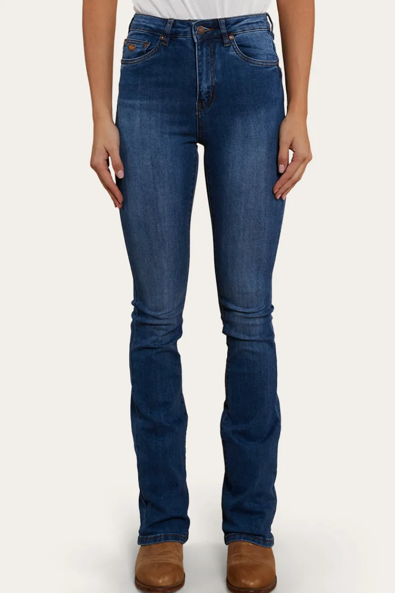 Outlet Ringers Western Penny Rodeo Womens High-Rise Bootleg Jeans - Vintage Blue Wash