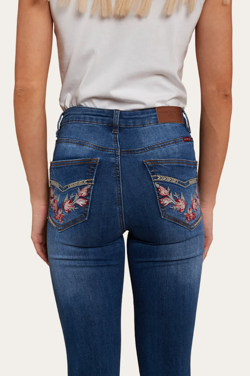 Outlet Ringers Western Penny Rodeo Womens High-Rise Bootleg Jeans - Vintage Blue Wash