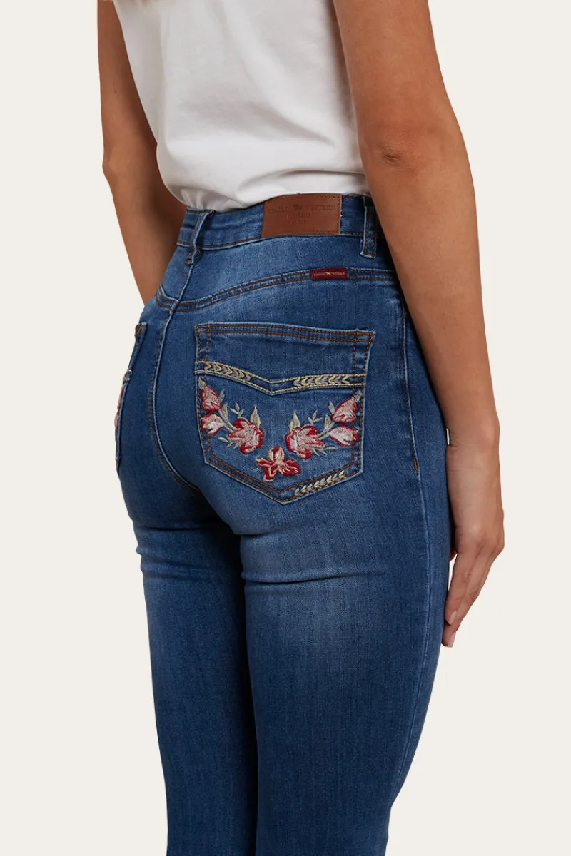 Outlet Ringers Western Penny Rodeo Womens High-Rise Bootleg Jeans - Vintage Blue Wash