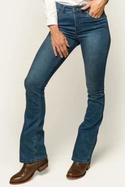 Hot Ringers Western Penny Womens High-Rise Bootleg Jeans - Vintage Blue Wash