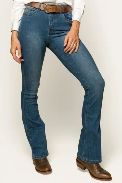 Hot Ringers Western Penny Womens High-Rise Bootleg Jeans - Vintage Blue Wash