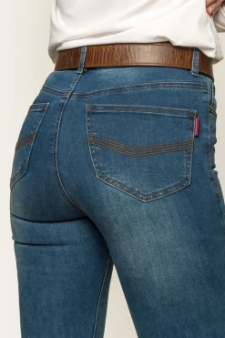 Hot Ringers Western Penny Womens High-Rise Bootleg Jeans - Vintage Blue Wash
