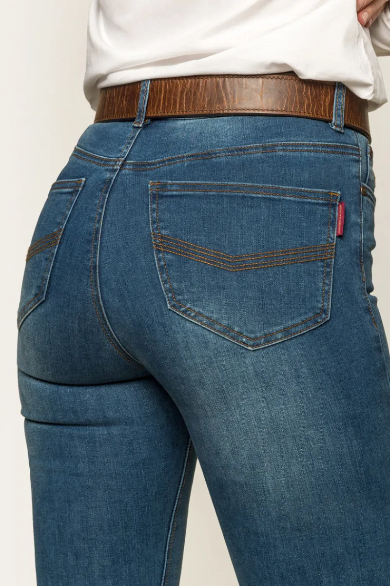 Hot Ringers Western Penny Womens High-Rise Bootleg Jeans - Vintage Blue Wash