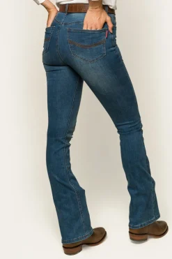 Hot Ringers Western Penny Womens High-Rise Bootleg Jeans - Vintage Blue Wash