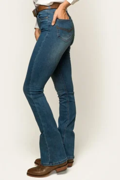 Hot Ringers Western Penny Womens High-Rise Bootleg Jeans - Vintage Blue Wash