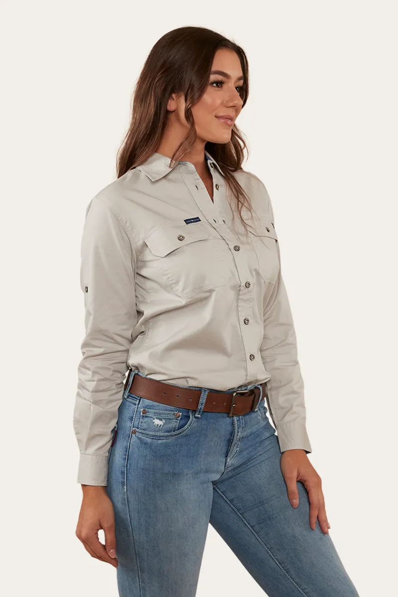Best Ringers Western Pentecost River Womens Full Button Work Shirt - Beige