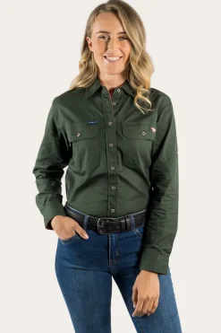 Online Ringers Western Pentecost River Womens Full Button Work Shirt - Cargo Khaki