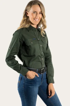 Online Ringers Western Pentecost River Womens Full Button Work Shirt - Cargo Khaki