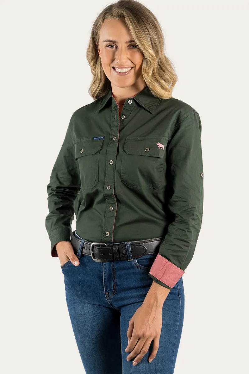 Online Ringers Western Pentecost River Womens Full Button Work Shirt - Cargo Khaki