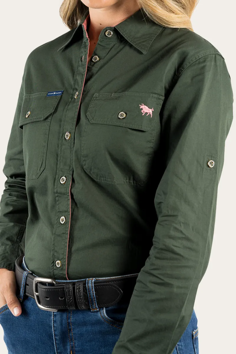 Online Ringers Western Pentecost River Womens Full Button Work Shirt - Cargo Khaki