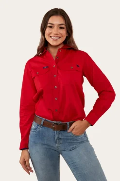 New Ringers Western Pentecost River Womens Full Button Work Shirt - Red