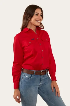 New Ringers Western Pentecost River Womens Full Button Work Shirt - Red