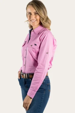Sale Ringers Western Pentecost River Womens Full Button Work Shirt - Pastel Pink