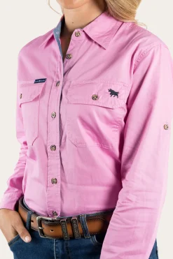 Sale Ringers Western Pentecost River Womens Full Button Work Shirt - Pastel Pink