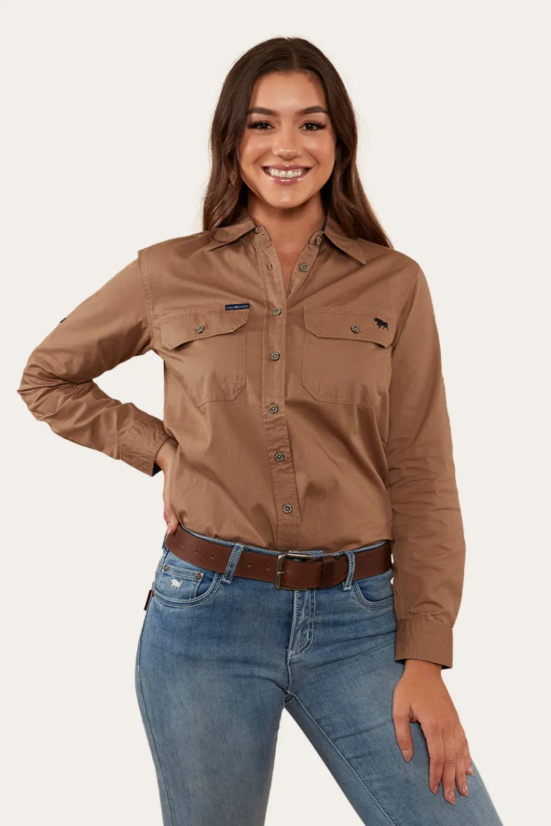 Ringers Western Pentecost River Womens Full Button Work Shirt - Clay