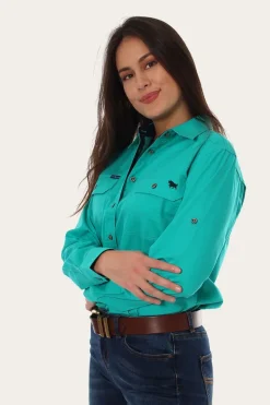 Ringers Western Pentecost River Womens Full Button Work Shirt - Mint