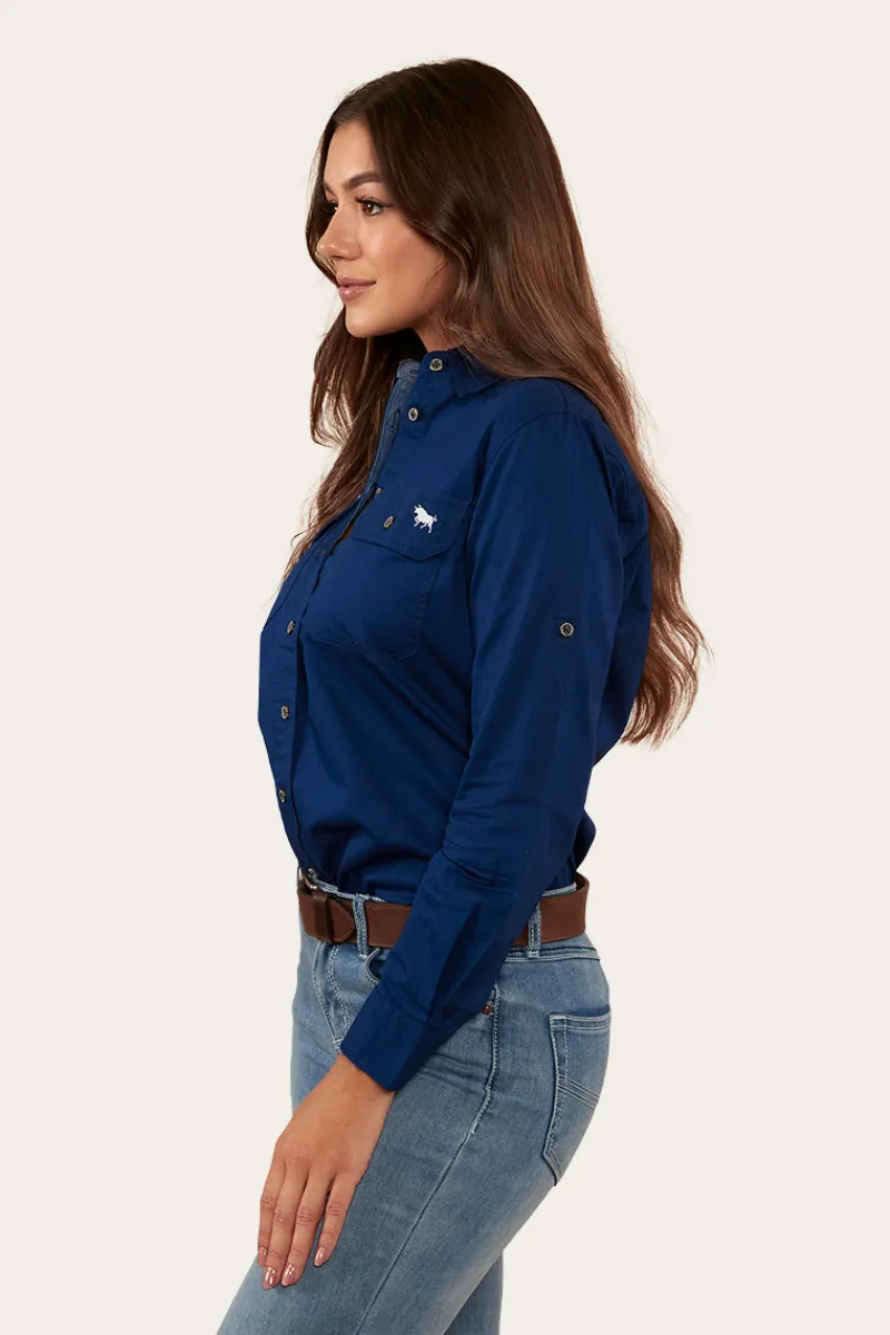 Hot Ringers Western Pentecost River Womens Full Button Work Shirt - Navy
