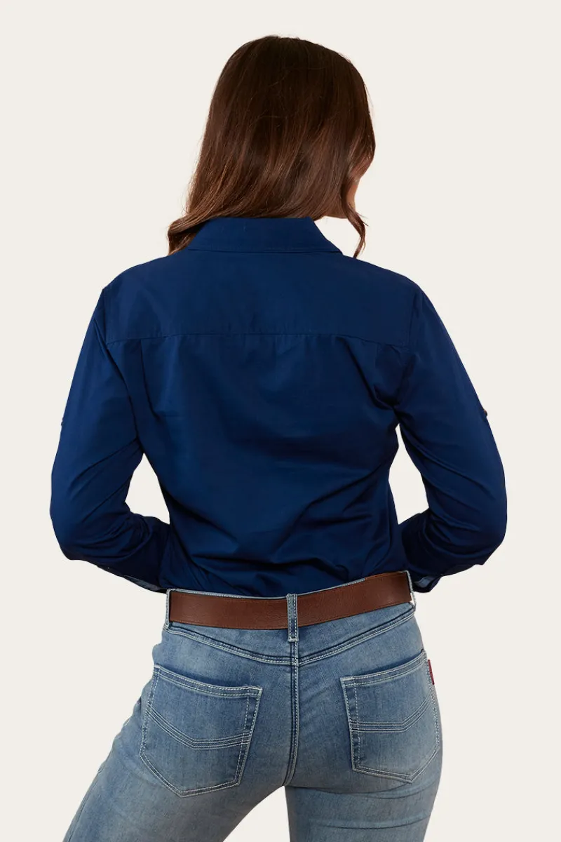 Hot Ringers Western Pentecost River Womens Full Button Work Shirt - Navy