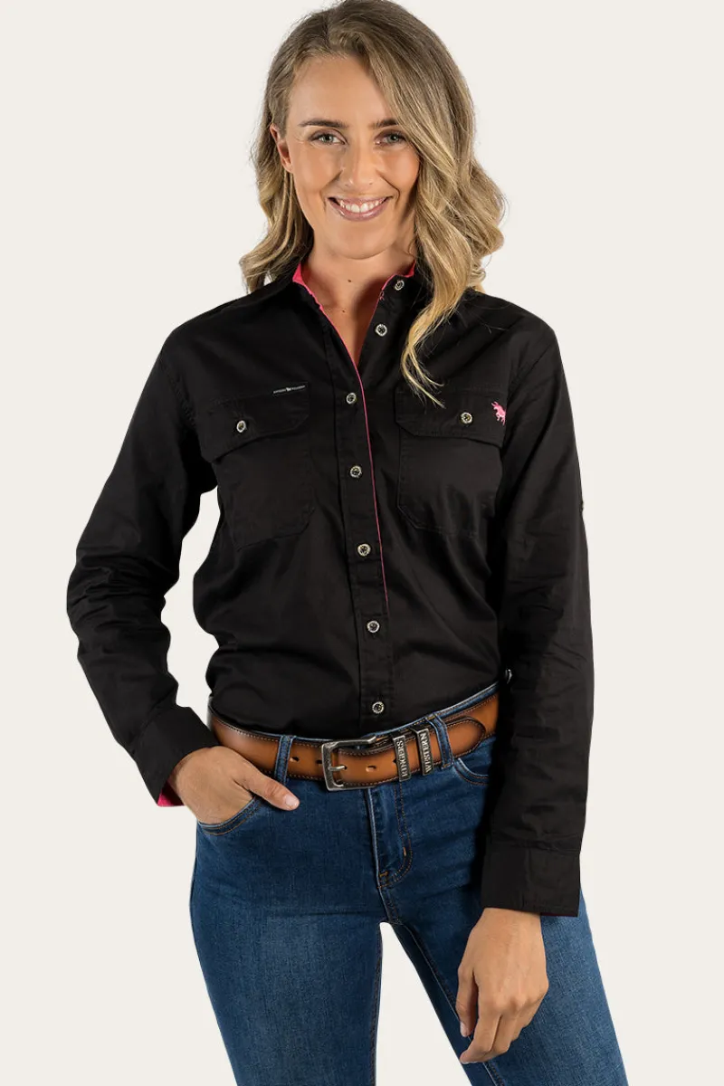 Ringers Western Pentecost River Womens Full Button Work Shirt - Black