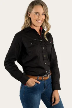 Ringers Western Pentecost River Womens Full Button Work Shirt - Black