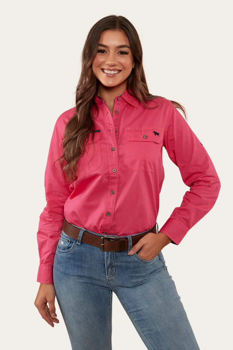 Sale Ringers Western Pentecost River Womens Full Button Work Shirt - Melon