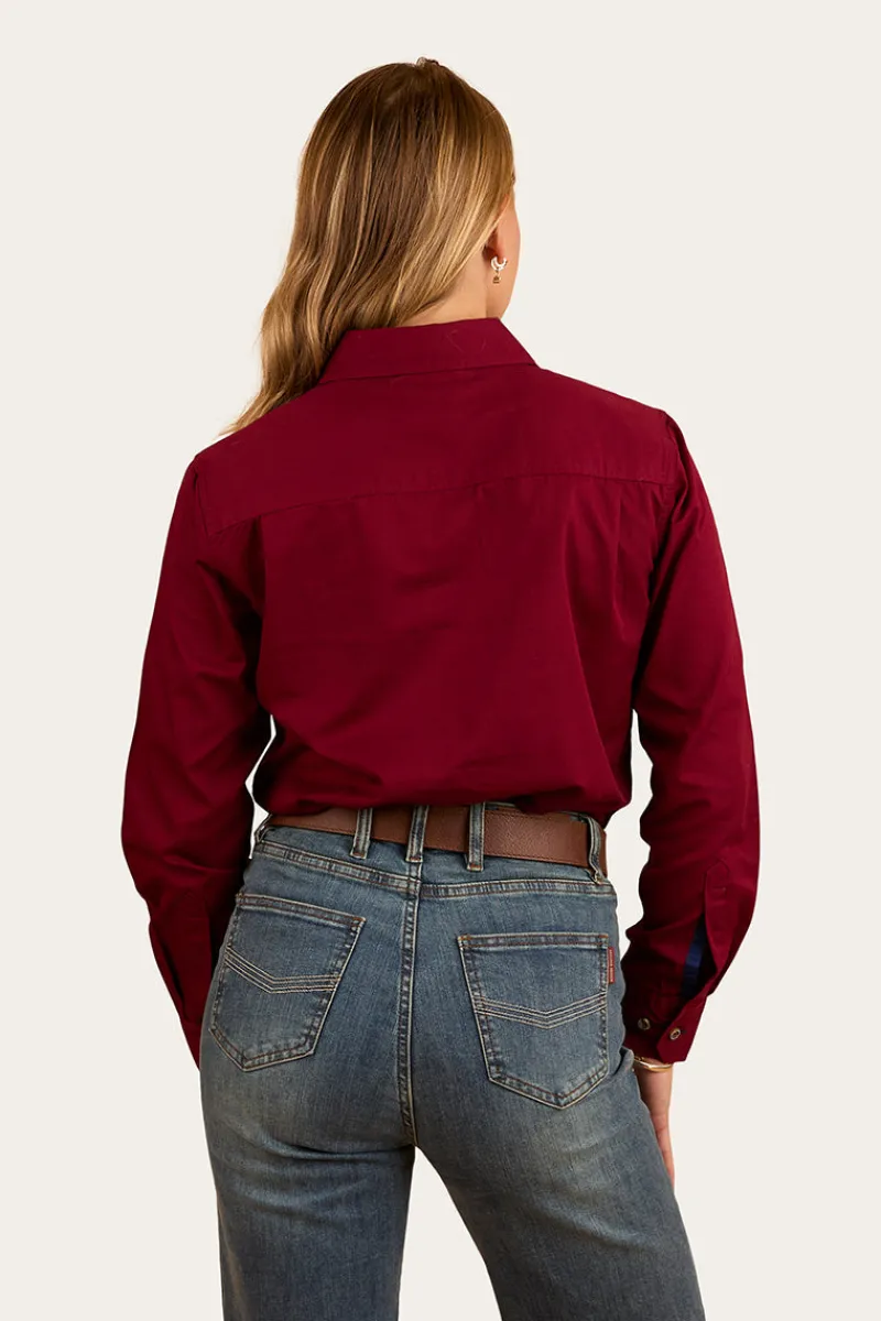 Outlet Ringers Western Pentecost River Womens Half Button Work Shirt - Burgundy