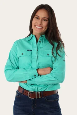 Ringers Western Pentecost River Womens Half Button Work Shirt - Mint