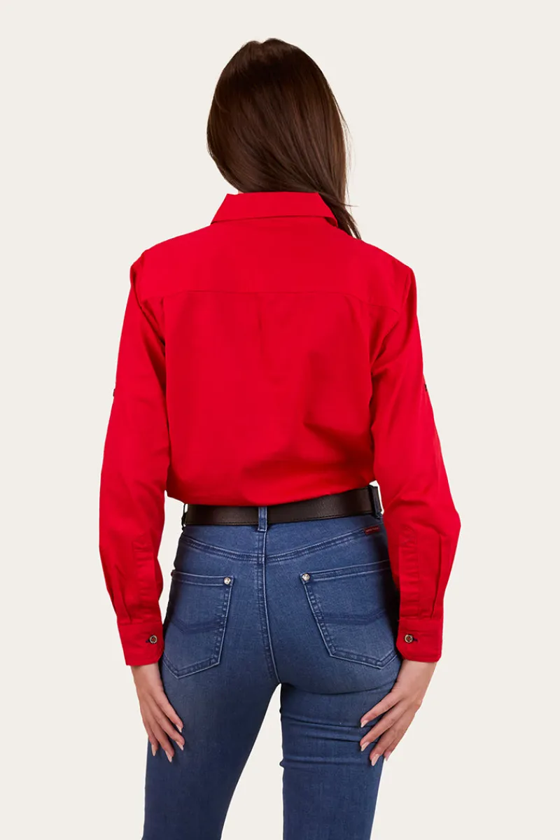 New Ringers Western Pentecost River Womens Half Button Work Shirt - Red